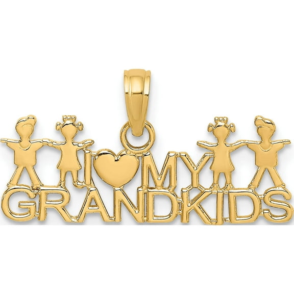 14K Yellow Gold I Love My Grandkids Charm (13.3 X 24.14) Made In United States k4726
