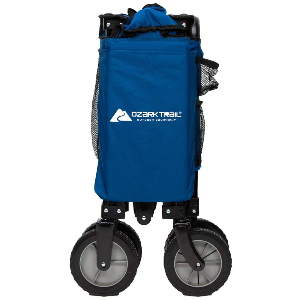 Portable and Durable OZARK TRAIL FOLDING WAGON With Telescoping Handle,BLUE,Perfect for Hauling All Your Essentials Around the Campsite or Garden 