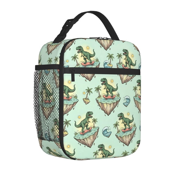 Dinosaur Lunch Bag Insulated Reusable Lightweight Water-Resistant Lunch Box With Water Bottle Holder Suitable For Women Men Lunch Tote