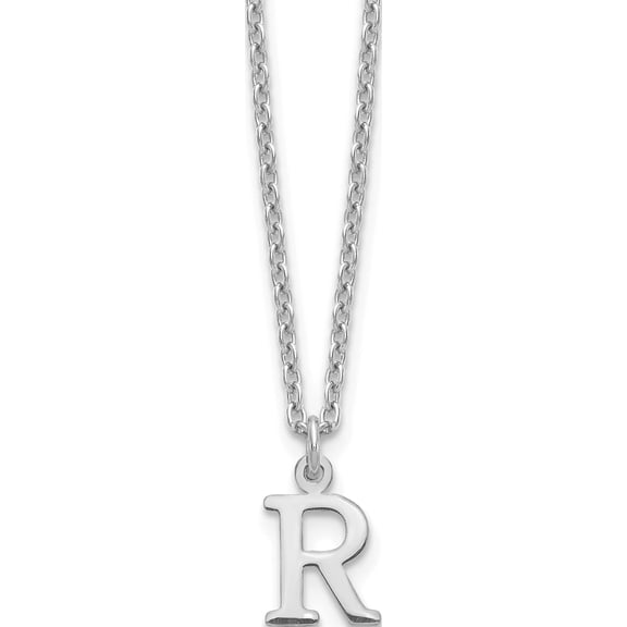 Sterling Silver Rhodium-Plated Cutout Letter R Initial Necklace Made In United States xna727ss/r