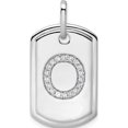 thumbnail image 1 of 14K White Gold Diamond Initial O Dog Tag Charm (Width 17.76) - Jbsp, 1 of 5