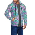 thumbnail image 3 of Zip Up Hoodies for Men - Retro green pink fish scale Long Sleeve Comfrt Men'S Fashion Hoodies & Sweatshirts, Jackets for Men Hoodies Pullover Clothing Clothes with Pouch, 3 of 5