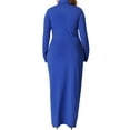 thumbnail image 4 of DARING DIVA Plus Size Women's Turtleneck Long Sleeve Bodycon Dress 1X Royal Blue, 4 of 6