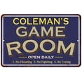 thumbnail image 1 of COLEMAN'S Blue Game Room Sign Metal 8 x 12 Matte Finish Metal 108120002084, 1 of 1