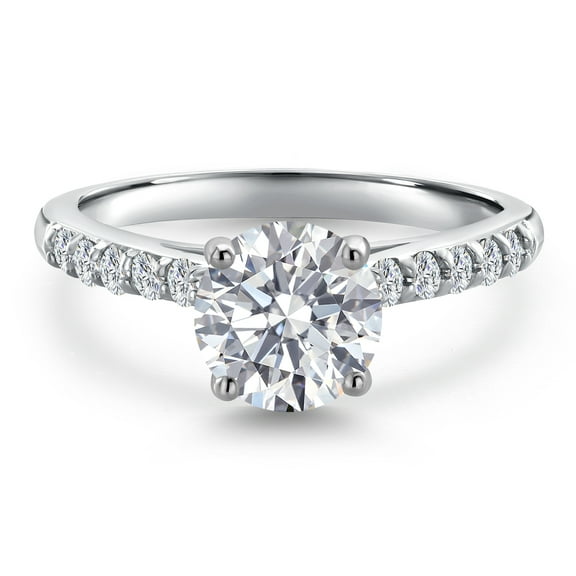 Gem Stone King 10K White Gold IGI Certified Lab Grown Diamond Engagement Ring for Women | 1.20 Cttw | Center Diamond Round Cut 1 Ct | E-F Color | VS1-VS2 Clarity | Size 6