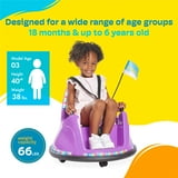 Kidzone 2-6 Years Ride-On Bumper Car, 12V 2-Speeds, Bluetooth, LED, 360 ...