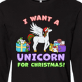 thumbnail image 4 of Inktastic I Want a Unicorn for Christmas with Presents Long Sleeve T-Shirt, 4 of 5