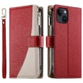 thumbnail image 1 of Funda cartera GANGXUN para iPhone 13 , cuero PU con tarjetero, cremallera, correa de mano, soporte y protección 797°, 1 of 6