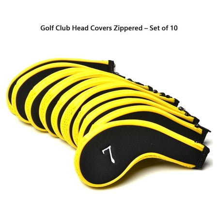 - POSMA CC010US Golf Iron Head Covers Set Zipper Neoprene Headcover Protective Covers Fits All Fairway Clubs - Set of 10