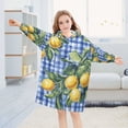thumbnail image 5 of FORMRS Wearable Blanket Hoodie with Sleeves for Kids Cozy Flannel Sweatshirt, Green Lemon Plaid, 5 of 7