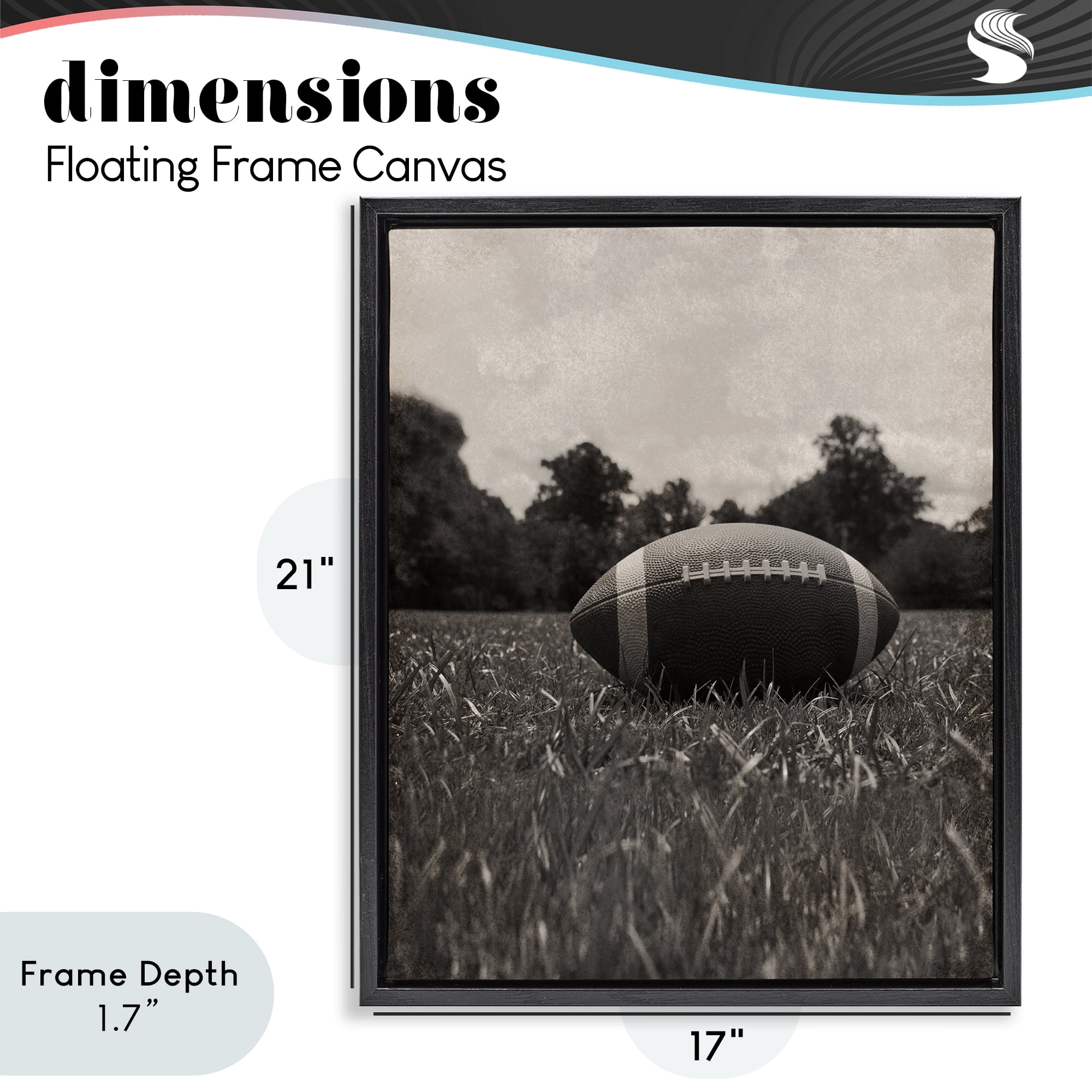 Stupell Industries Vintage Sports Football Black Framed Floater Canvas Wall Art, design by Marcus Prime
