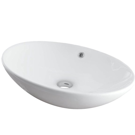 Novatto BIANCO UOVO TP-V07W Glossy White porcelain Oval Vessel Sink with Overflow