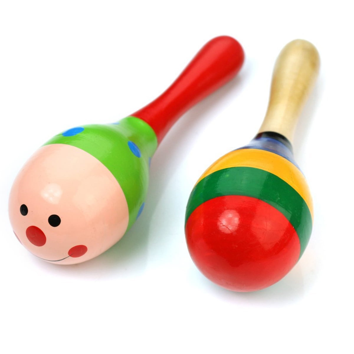 2pcs Wooden Egg Colourful Kids Rattles Toy Maracas Shakers Musical Percussion 
