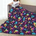 thumbnail image 6 of Honeii mushroom Skull star Print Fleece Blanket - Throw Blanket for Bed, Sofa, Couch, Camping, and Travel , Microplush Ultra Soft Warm Blanket-60"x50", 6 of 7