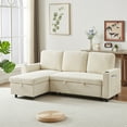 thumbnail image 3 of 78.7" L-Shaped Sofa Bed, Sectional Sofa with Pull-out Trundle and Storage Chaise, Accent Sofa Couch with 2 Cup Holders and Side Pockets for Living Room Apartment, 3 of 9