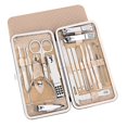 thumbnail image 1 of Juego de manicura, kit de pedicura profesional de acero inoxidable 19 en 1, tijeras para uñas, kit de aseo con estuche de viaje de cuero negro, 1 of 5