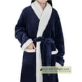thumbnail image 3 of Premium Womens Sherpa Fleece Robe | Luxurious Soft, Warm, Plush Winter Bathrobe - Navy, 3 of 7