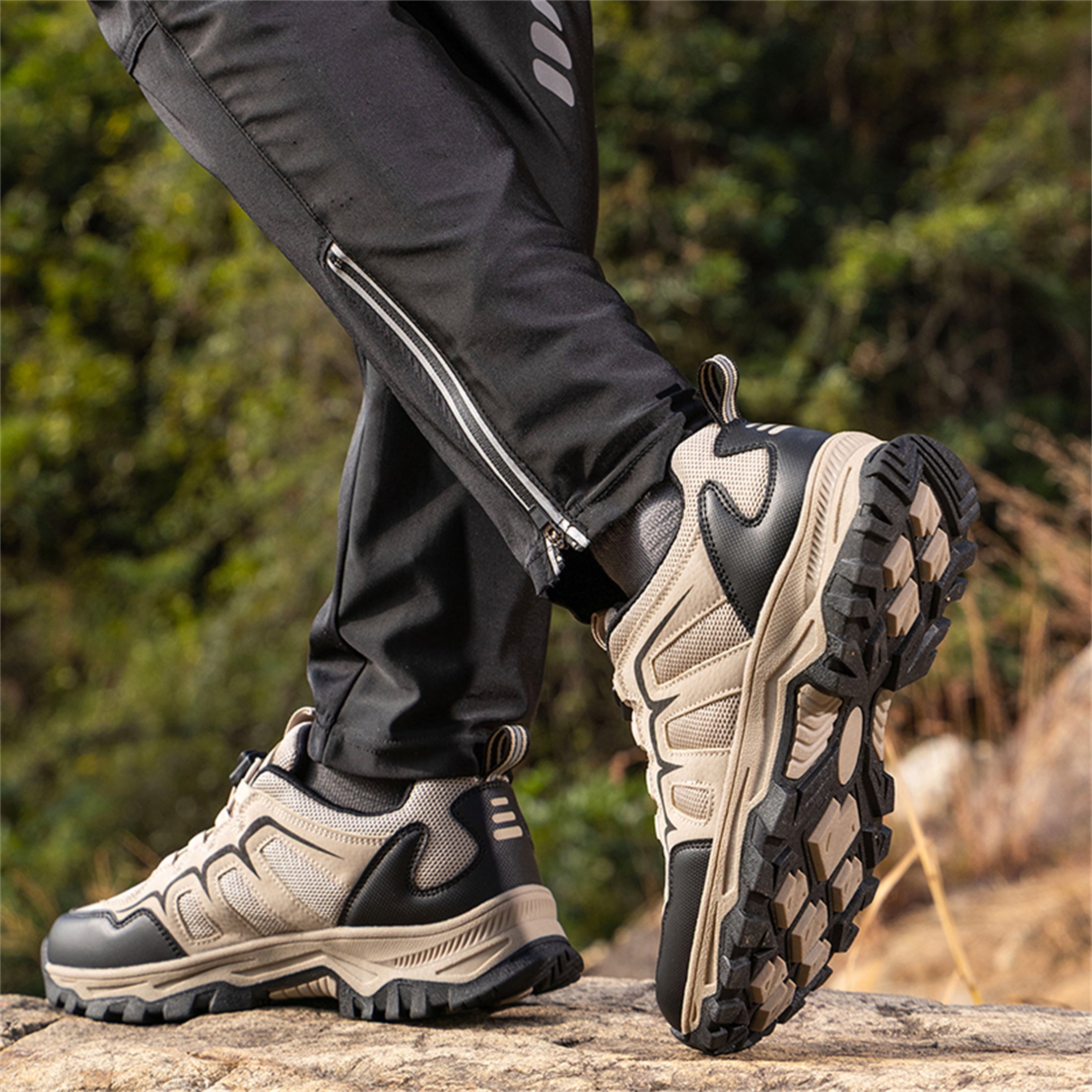 YOURDIARY Mens Womens Low Top Hiking Shoes Breathable Slip Resistant Trekking Trails Outdoor Sneakers
