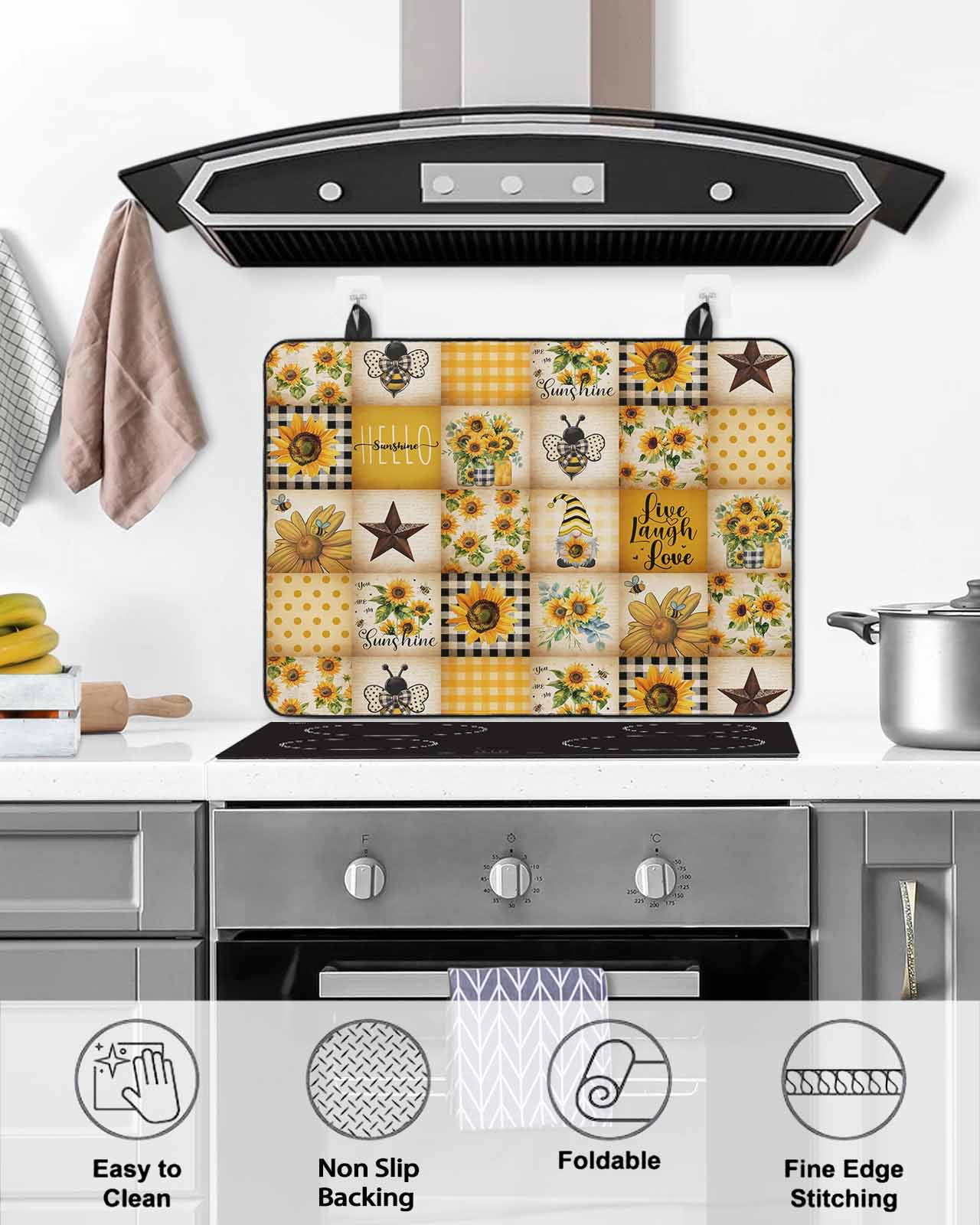 nqOlkjepod Large Induction Cooktop Protector Mat 31"x24", Orange Coastal Stove Top Covers for Electric Stove, Turtle Nautical Anchor Octopus Starfish Stove Burner Cover Mats, Glass Top Stove Cover