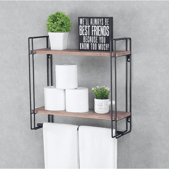 Industrial Pipe Shelving Iron Shelves Industrial Bathroom Shelves with Towel bar