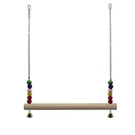 Large Chicken Ladder Swing Hanging Wood Perches Stand Parakeet Chewing Exercise Toy with Bells for Large Bird Hens Macaw Jumping Playing