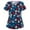 Navy, variant on Kayannuo Print Nursing Uniforms Scrub for Women Women Fashion Print Short Sleeve Neck Tops Working Uniform Blouse Shirt