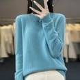 thumbnail image 5 of Suéter de cachemira para mujer, Jersey cálido de lana merina con cuello redondo, top de otoño e invierno, novedad de 100%, 5 of 5