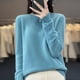 thumbnail image 4 of Suéter de punto de lana merino 100 % pura para mujer, jersey de cuello redondo a la moda para otoño e invierno, jersey sin costuras, ropa cálida de cachemira, 4 of 5