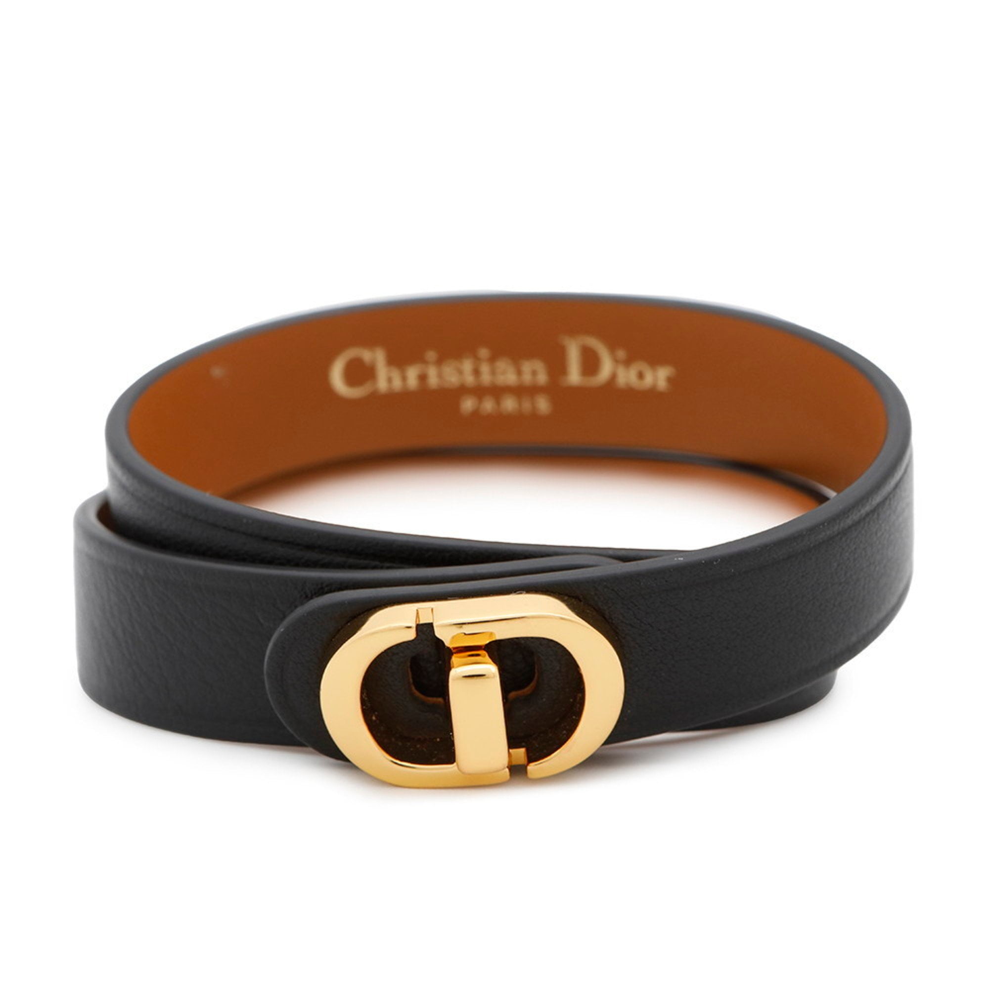 【DIOR】 30 MONTAIGNE double bracelet Black Pre-Owned Christian Dior Bracelet 30 Montaigne Double Size S