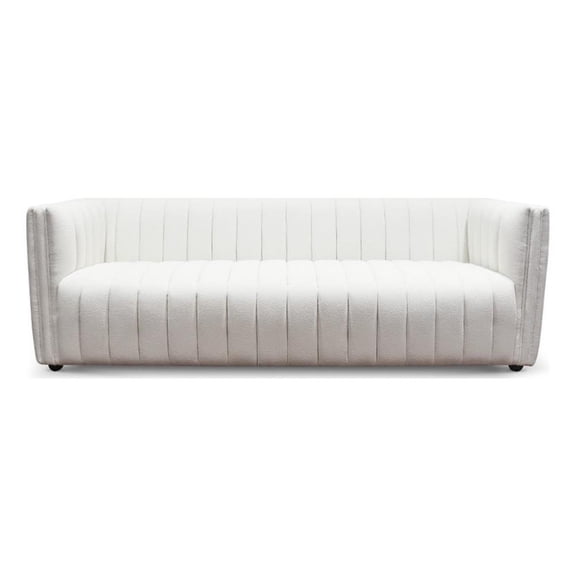 Rasem Modern Luxry Tight Tufted Back Cream French Boucle Fabric Couch