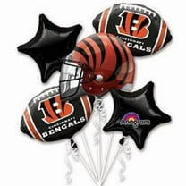 Anagram Cincinnati Bengals Football Party Bouquet 5pc Foil Balloons, Black Orange White