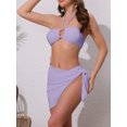 thumbnail image 2 of DARING DIVA Women's Rope Circle Halter Ribbed Bikini Set Large Light Purple, 2 of 6