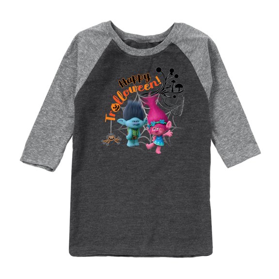 Trolls Movie - Halloween - Poppy & Branch - Happy Trolloween - Toddler And Youth Raglan Graphic T-Shirt