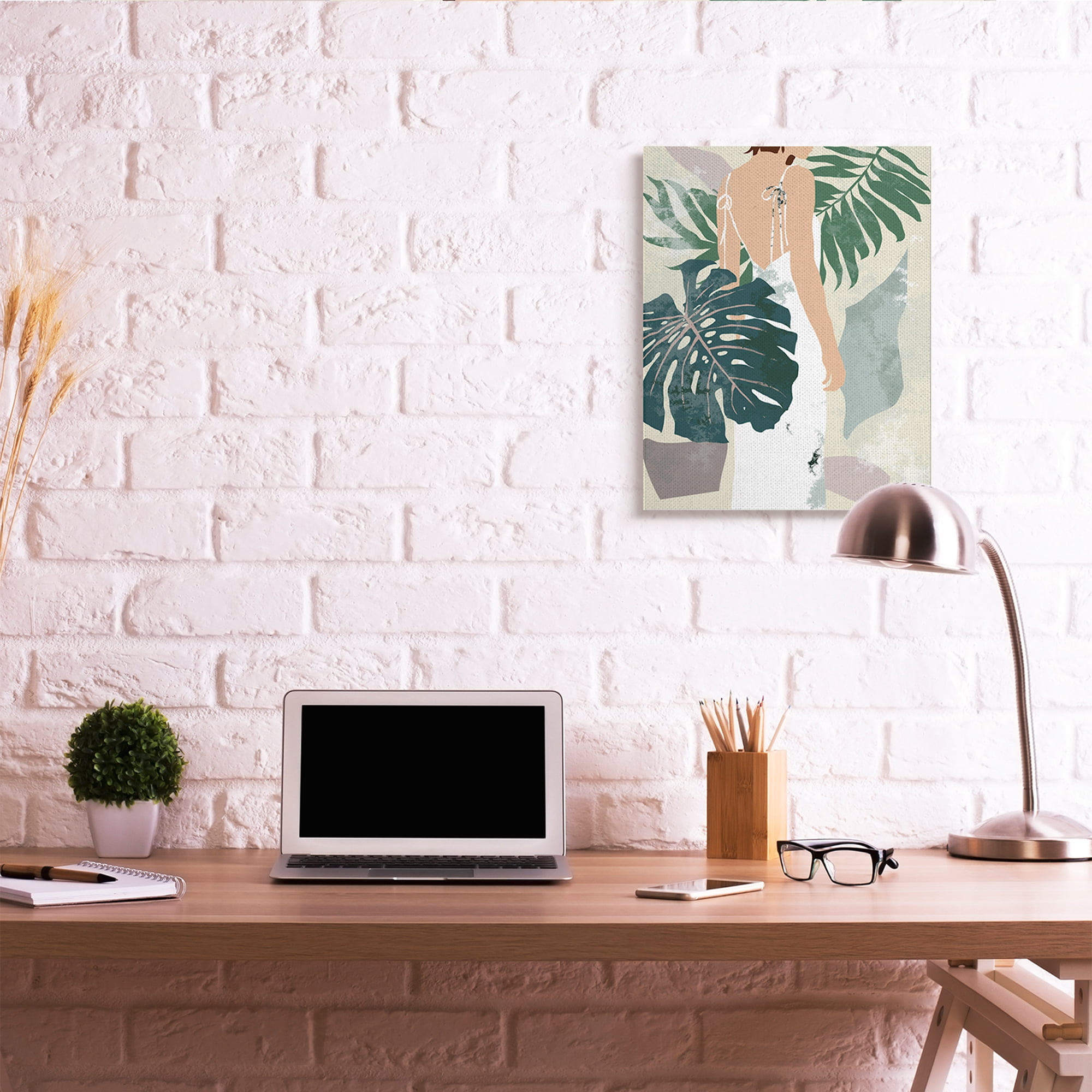 Stupell Industries Woman Between Shaded Palms Tropical Plants Canvas Wall Art, 24 x 30, Design by Melissa Wang