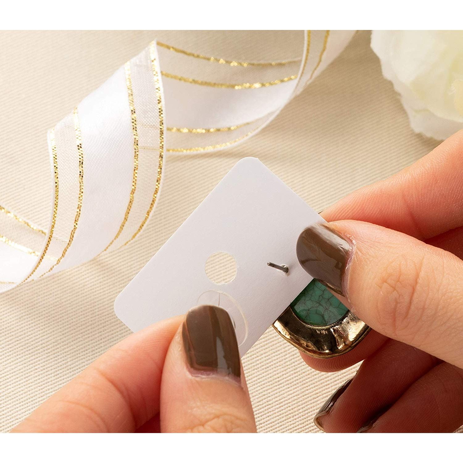 White 1.6 x 1 Inches Paper Hanging Jewelry Display Cards for Earrings Earring Cards Ear Studs 300-Pack Earring Card Holder