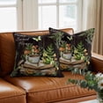 thumbnail image 3 of Pastoral Plant Throw Pillow Cover Home Sweet Frog Butterfly Coffee Book Cotton Linen Cushion Cover Throw Pillow Case with Invisible Zipper for Couch Sofa Bed Chair Car 16x16 Inch, 3 of 13