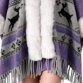 thumbnail image 3 of Gealkoca Poncho Shawl Wrap Winter Faux Fur Cape Cloak Coat with Faux Fur Trim Cardigan Women Casual Batwing Cape Tassel Shawl Winter Warm Shawl, 3 of 3
