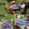 thumbnail image 4 of Coastal Round Tablecloth for 55-60 Inch Tables, Fitted Table Cover with Elastic Edge, Summer Beach Ocean Nautical Waterproof Outdoor Table Cloth Protector for Patio Garden Dinner Picnic, 4 of 9