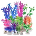 thumbnail image 1 of 16 plantas de plástico para acuario, plantas acuáticas artificiales para decoración de plantas de espacio terrestre, multicolor, 1 of 7