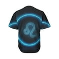 thumbnail image 2 of Blue Leo Zodiac Sign Print Active Baseball Jersey for Men and Women, Zodiac Horoscope Button Down Women’s Baseball Team Shirts., 2 of 4