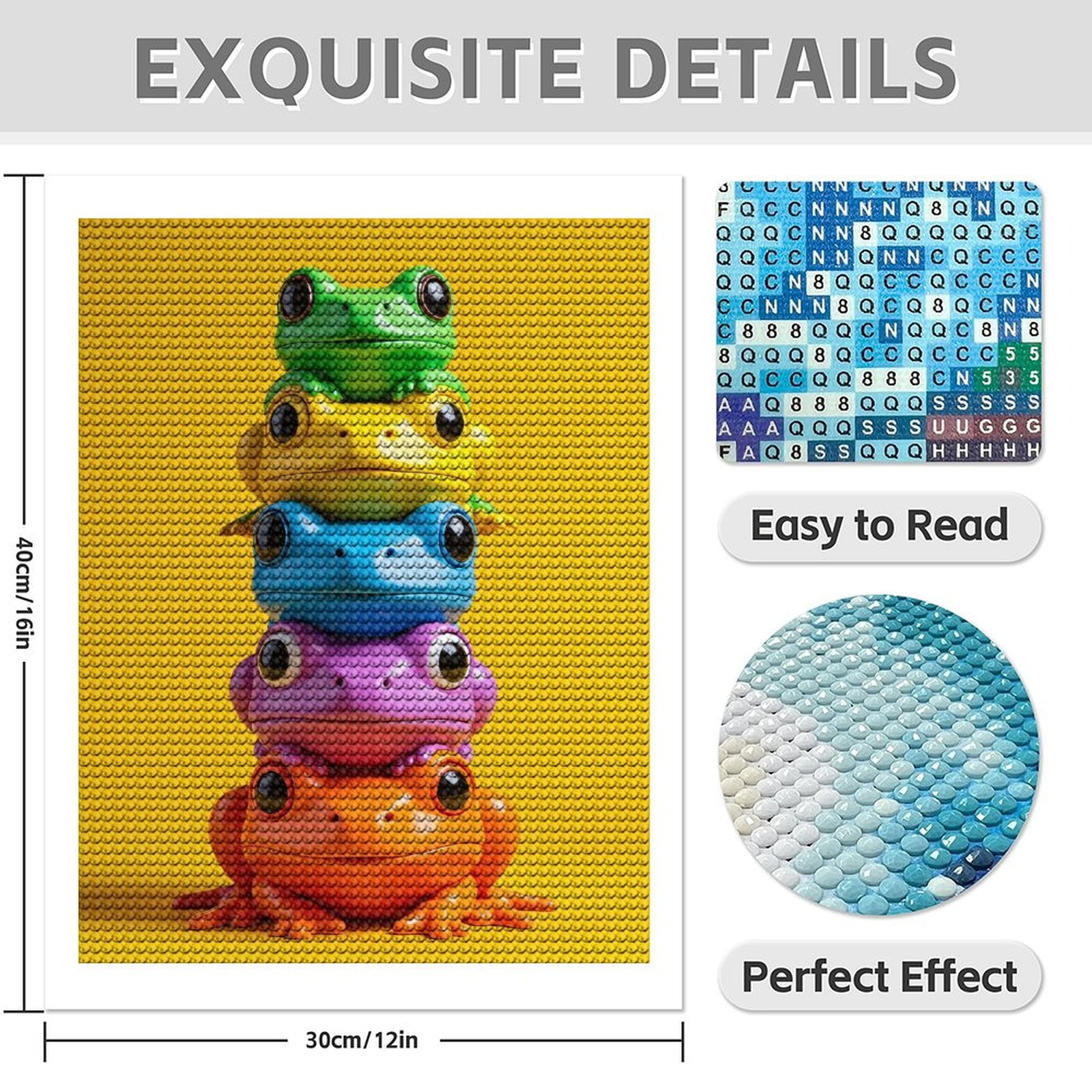 Diamond Art Kit for Adults, Colorful Frog Toy Stack Bright Diamond Painting for Adults Beginners, 5D DIY Diamond Art Painting Kits, Colorful Diamond Painting Craft for Home Decor 12x16