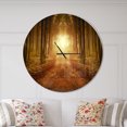thumbnail image 2 of Designart 'Road in Symmetrical Forest ' Rustic wall clock, 2 of 6