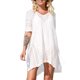 thumbnail image 2 of Txlixc Vestido de bikini para mujer, vestido de playa transparente hueco de manga corta con cuello en V liso Txlixc  Sexy, 2 of 3