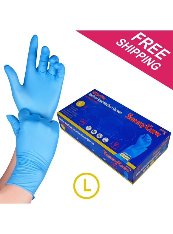 100 SunnyCare Nitrile Medical Exam Gloves Powder Free Chemo-Rated (Non Vinyl Latex) Size: Large