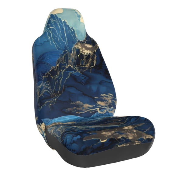 Fuzoiu Golden Blue Mountains Print Elastic Car Seat Covers, Seat Cover Protector,Universal Fit Interior Covers for Most Cars,Washable Seat Cover Non Slip for SUV,Sedan,Van