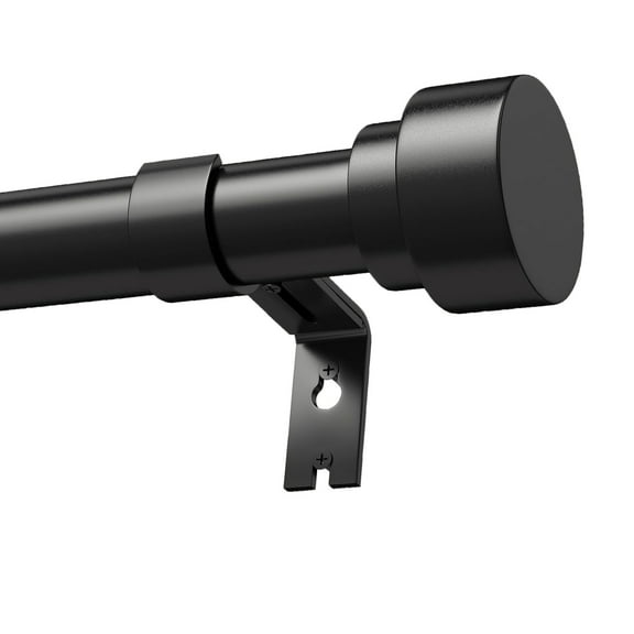 Srofufon 1 inch Matte Black Adjustable Curtain Rods, 48" to 84"