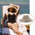 thumbnail image 3 of Qarigey Sombrero de vaquero de paja para hombres y mujeres, gorras de playa ajustables, parasol Natural, Protector de cabeza, sombreros de protección Sombreros Rosa claro Qarigey AP012362-03, 3 of 6