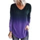 thumbnail image 1 of Tops tipo túnica para mujer, blusa de manga larga con espalda abierta cruzada y dobladillo irregular con estampado de arcoíris degradado Pompotops gfhjh17867, 1 of 1