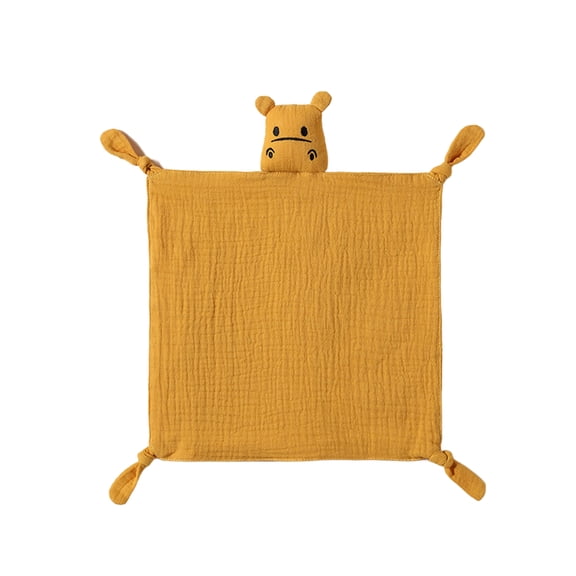 Primegos Cotton Baby Security Blanket Hippo Loveys with Bite-Friendly Corners Teething Safe Baby Towel for Newborns Infants