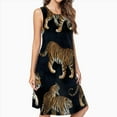 thumbnail image 2 of Dark Background Tiger Print Fabric Dress Elegant Party Dresses Evening Dresses Women Dress Sleeveless Dress Ladies Dresses, 2 of 4